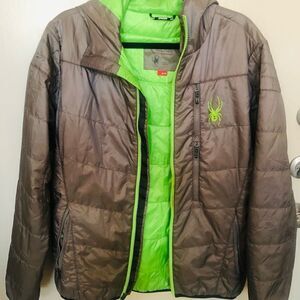 Spyder SKI jacket size M impeccable gray with inner color bright green